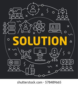 Vector linear illustration dark background solution trend