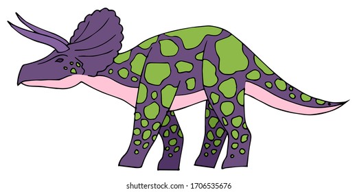 Vector linear illustration with dinosaur isolated