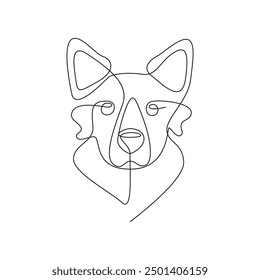 Vector linear illustration of a dog on a white background. One line. Minimalism. Clean and modern design, ideal for branding, social media and print materials.