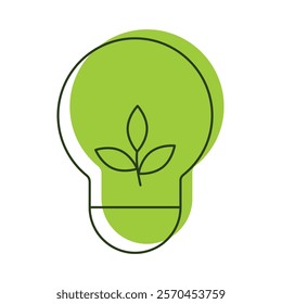 Vector linear illustration of an eco icon LED light bulb on a white background.