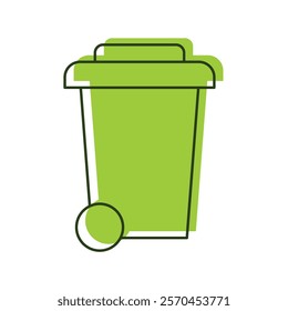 Vector linear illustration of eco icon trash can on a white background.