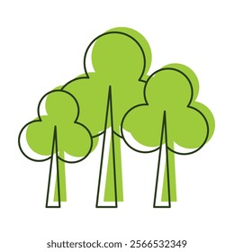 Vector linear illustration of an eco tree icon on a white background.