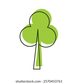 Vector linear illustration of an eco-tree icon on a white background.