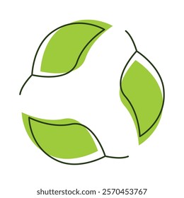 Vector linear illustration of the eco-tree leaves icon on a white background.