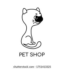 Vector linear illustration of funny cat. Logo design template. abstract concept for a pet store or veterinary clinic.for advertising materials,icons on the site.isolated on white background