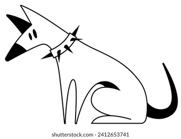 ilustración lineal vectorial de un lindo perro pitbull divertido aislado en un fondo blanco. Útil para tiendas de mascotas, ropa de perro, productos para perros, cursos de perros, comida, clubes de perrera, impresión, tarjetas, web