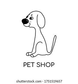 Vector linear illustration of funny dogt. Logo design template. abstract concept for a pet store or veterinary clinic.for advertising materials,icons on the site.isolated on white background