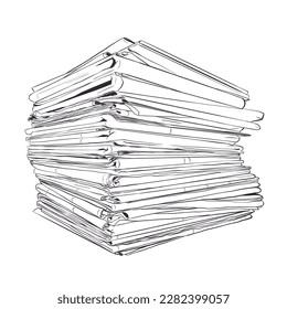 vector linear illustration hand-drawn sketch of a stack of newspapers, correspondence . Simple linear illustration