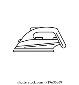 Vector linear illustration of iron for Ironing clothes. Staff for home Laundry