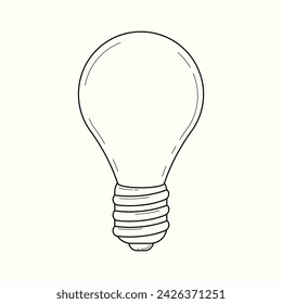 Vector linear illustration of light bulb