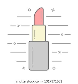 Vector linear illustration of lipstick. Beauty make up icon. Modern colored lipstick line icon. Vector eps 10