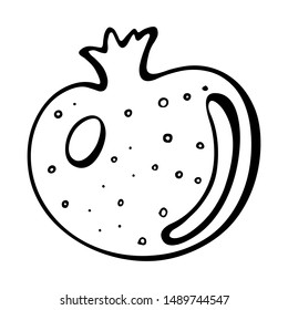 Vector linear illustration of the pomegranate isolated on white background. Hand drawn sketch of summer fruit in vintage style for your design.