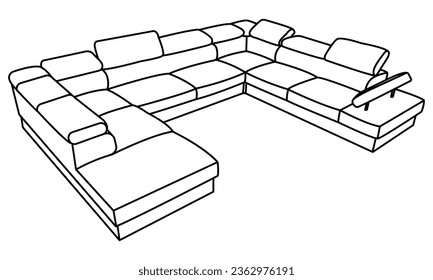 Vector linear illustration of a sofa. Furniture for your interior in the style of minimalism. Furniture icon.