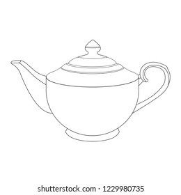 Vector linear illustration of vintage english teapot