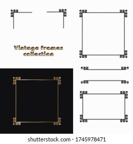 Vector linear illustration of vintage frames. Isolated frames for congratulations.
