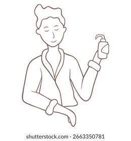 Lineare Vektorgrafik. Ein skurriler Mann. Mann im Doodle-Stil. Illustration zur Selbstversorgung