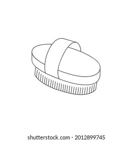 Vector linear illustration wood dry brush for scrubbing body. Beauty tool.