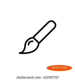 Vector linear image of an art brush for drawing with paints, a flat line icon.