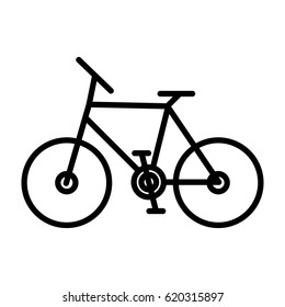 Vector linear image of a black contour of a simple bicycle, a flat line icon