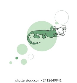 Vector linear image of a crocodile. Modern art of continuous lines, aesthetic contour.
