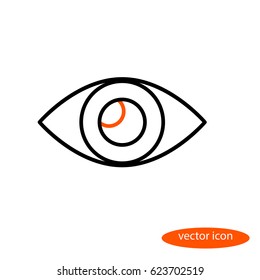 Vector linear image of the eye, flat line icon.