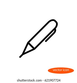 Vector linear image of a felt pen for drawing with a latch, a flat linear icon.