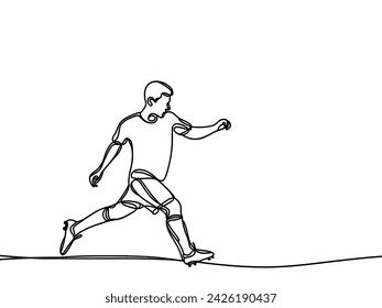 vector linear image of a football player on a white background
