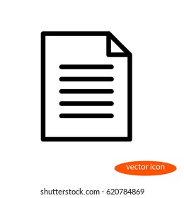 Vector linear image of a sheet of paper with five lines, a flat line icon.