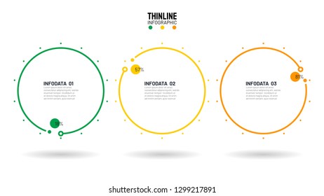 Vector linear infographic circle design element. Timeline with 3 option. Can be used for workflow layout, diagram, annual report, web design.Vector business template for presentation. 