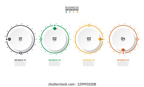 Vector linear infographic circle design element. Timeline with 4 option. Can be used for workflow layout, diagram, annual report, presentation. 