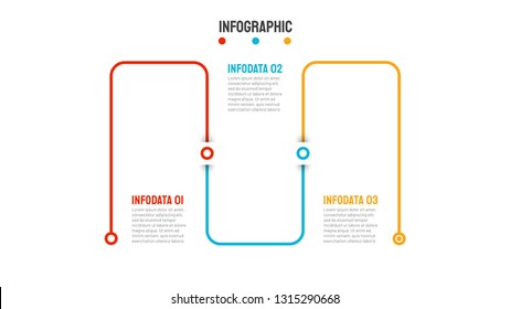 Vector linear infographic. Timeline with 3 options. Can be used for workflow layout, diagram, annual report, info chart, graph, web design. Template for presentation.