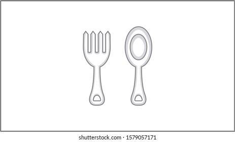 Vector Linear Kitchen Utensils Icon. Spoon Illustration. Fork Drawing. 
