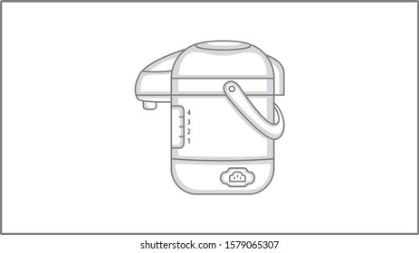 Vector Linear Kitchen Utensils Icon. Thermo pot Illustration. Kettle Drawing. 