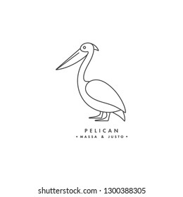 Vector linear logo design pelican bird on white background. Pelican emblems or badges