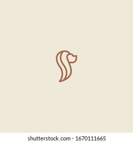 Vector linear logo design template - head lion emblem - abstract animals and symbol