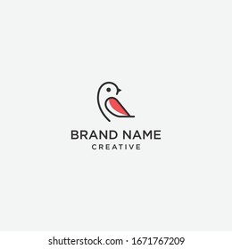 Vector linear logo design template - bird emblem - abstract animals and symbol