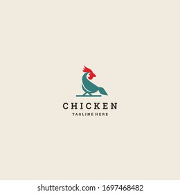 Vector linear logo design template - Chicken emblem - abstract animals and symbol