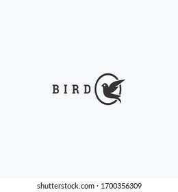 Vector linear logo design template - bird emblem - abstract animals and symbol