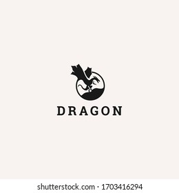 Vector linear logo design template - dragon emblem - abstract animals and symbol