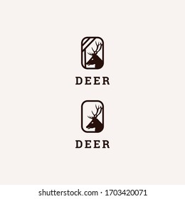 Vector linear logo design template - deer emblem - abstract animals and symbol