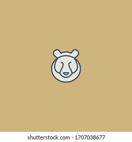 Vector linear logo design template - panda emblem - abstract animals and symbol