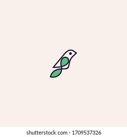 Vector linear logo design template - bird emblem - abstract animals and symbol