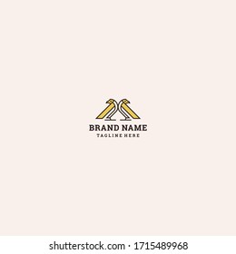 Vector linear logo design template - bird emblem - abstract animals and symbol