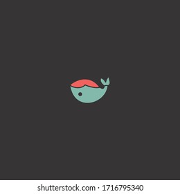 Vector linear logo design template - shark emblem - abstract animals and symbol