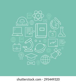 Vector linear logo design template - online  education and university concept in trendy outline style