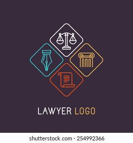 Vector Linear Logo And Icon For Lawyer 