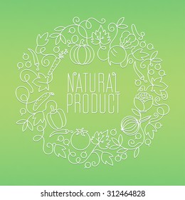 Vector linear  logo - icons and design elements in trendy style for agriculture, eco products or your other needs.