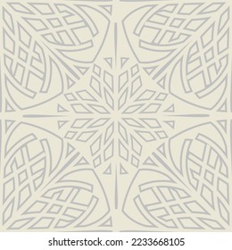 Vector linear mosaic snowflakes seamless pattern