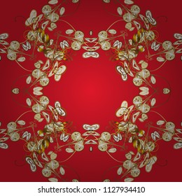 Vector. Linear pattern. Geometric pattern. In vintage style. Sketch, scribble, doodle on red, brown and beige colors. Repeated doodles. Vector. Royal style. Lace pattern. Seamless ornament.