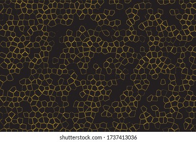 Vector linear pattern. Irregular grid with round angles. Stylish mosaic texture. Hand drawn linear background with structure of knitted leaf veins. Contemporary graphic design.